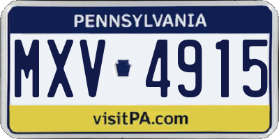 PA license plate MXV4915