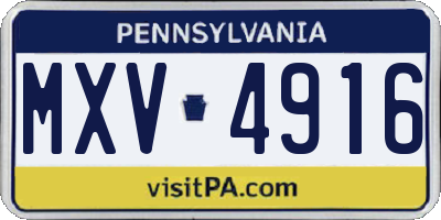 PA license plate MXV4916