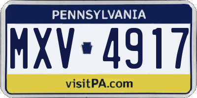 PA license plate MXV4917