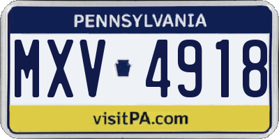 PA license plate MXV4918