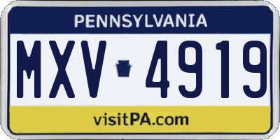 PA license plate MXV4919