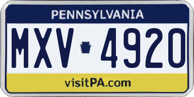 PA license plate MXV4920