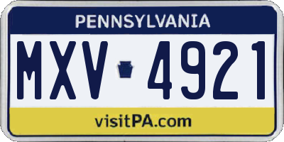 PA license plate MXV4921