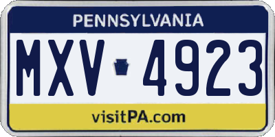 PA license plate MXV4923
