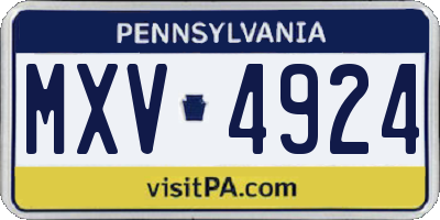 PA license plate MXV4924