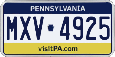 PA license plate MXV4925