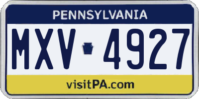 PA license plate MXV4927