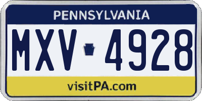 PA license plate MXV4928