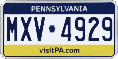 PA license plate MXV4929