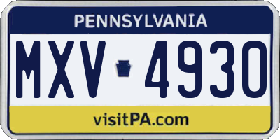 PA license plate MXV4930