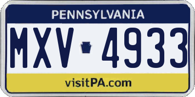 PA license plate MXV4933