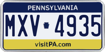 PA license plate MXV4935