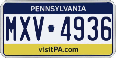 PA license plate MXV4936