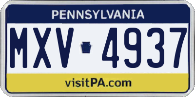 PA license plate MXV4937