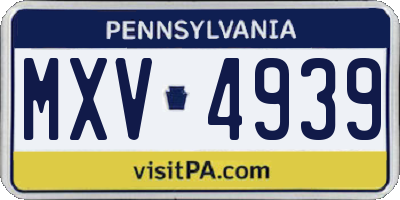PA license plate MXV4939
