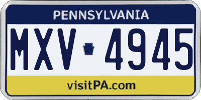 PA license plate MXV4945