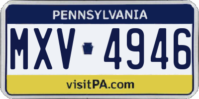 PA license plate MXV4946