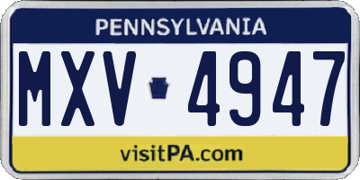 PA license plate MXV4947