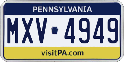PA license plate MXV4949