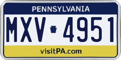 PA license plate MXV4951