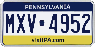 PA license plate MXV4952