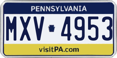 PA license plate MXV4953