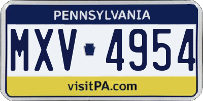 PA license plate MXV4954