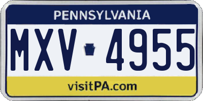 PA license plate MXV4955