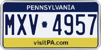 PA license plate MXV4957