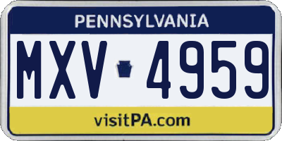 PA license plate MXV4959
