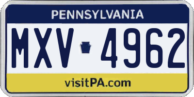 PA license plate MXV4962