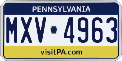 PA license plate MXV4963