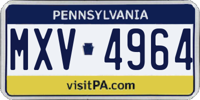 PA license plate MXV4964