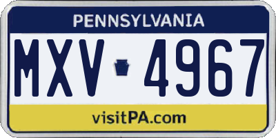 PA license plate MXV4967