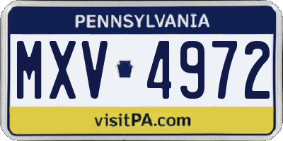 PA license plate MXV4972