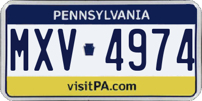 PA license plate MXV4974