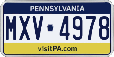 PA license plate MXV4978