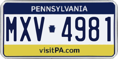 PA license plate MXV4981