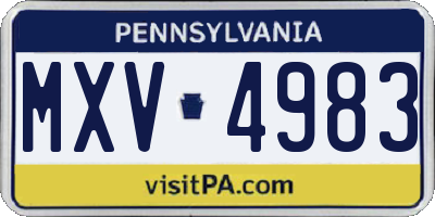 PA license plate MXV4983