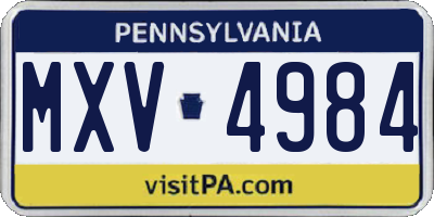 PA license plate MXV4984