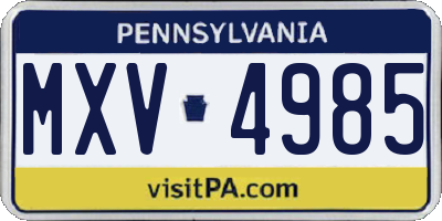 PA license plate MXV4985