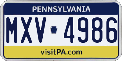 PA license plate MXV4986