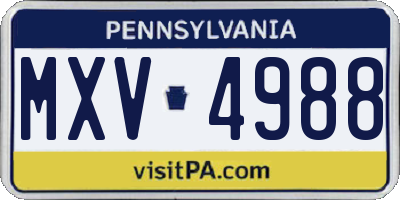 PA license plate MXV4988