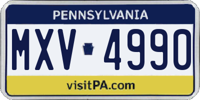 PA license plate MXV4990