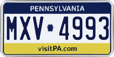 PA license plate MXV4993