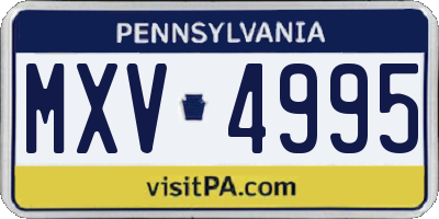 PA license plate MXV4995