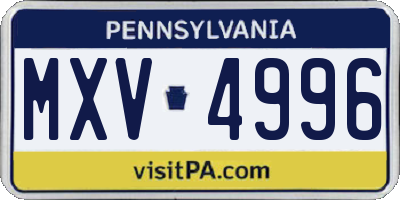 PA license plate MXV4996