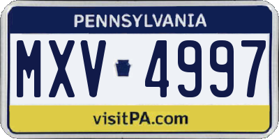 PA license plate MXV4997