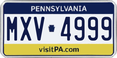 PA license plate MXV4999