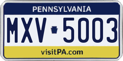 PA license plate MXV5003